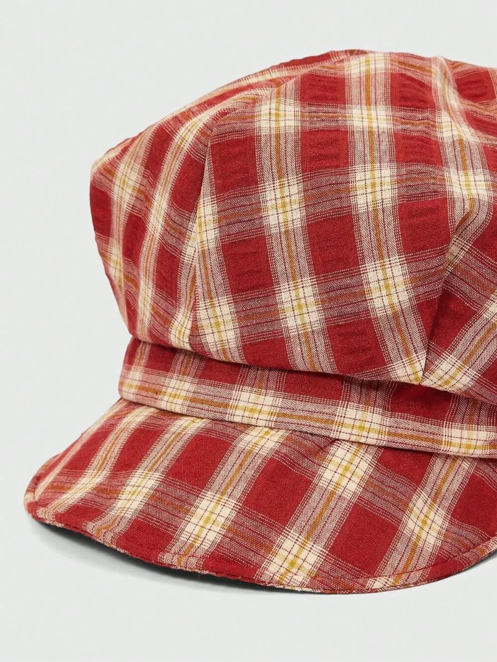 Red Elegant Women's Plaid Contrast Mesh Beret Hat